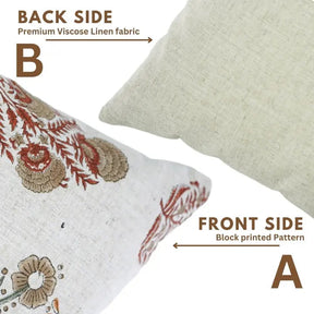 Natural Hand Block Printed Desgin Viscose Linen Pillow Cover - Vanshika Mohini