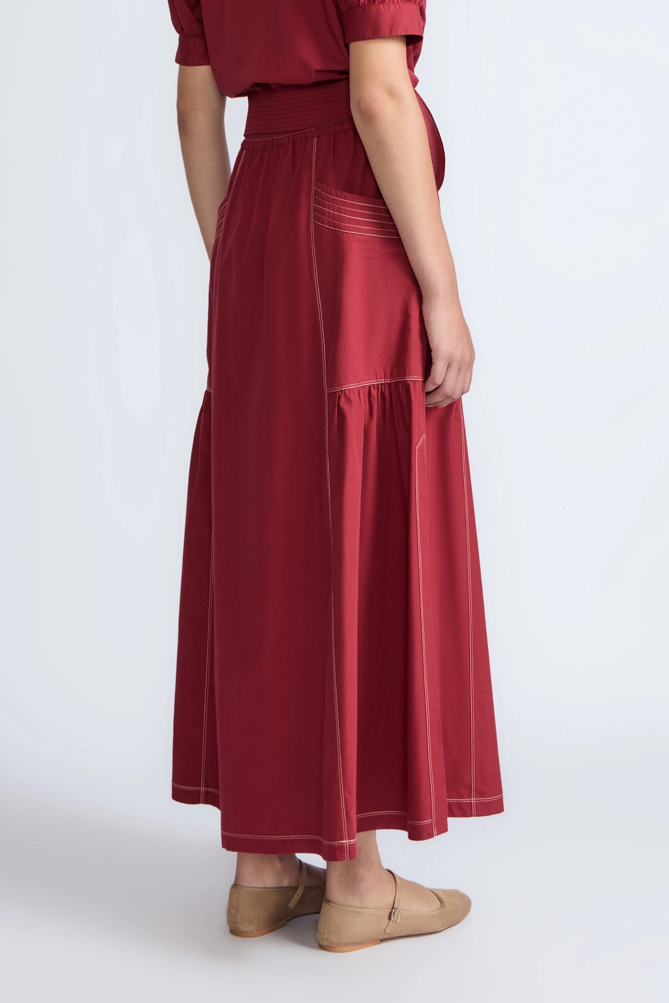 Milena Cotton Maxi Skirt | Wine
