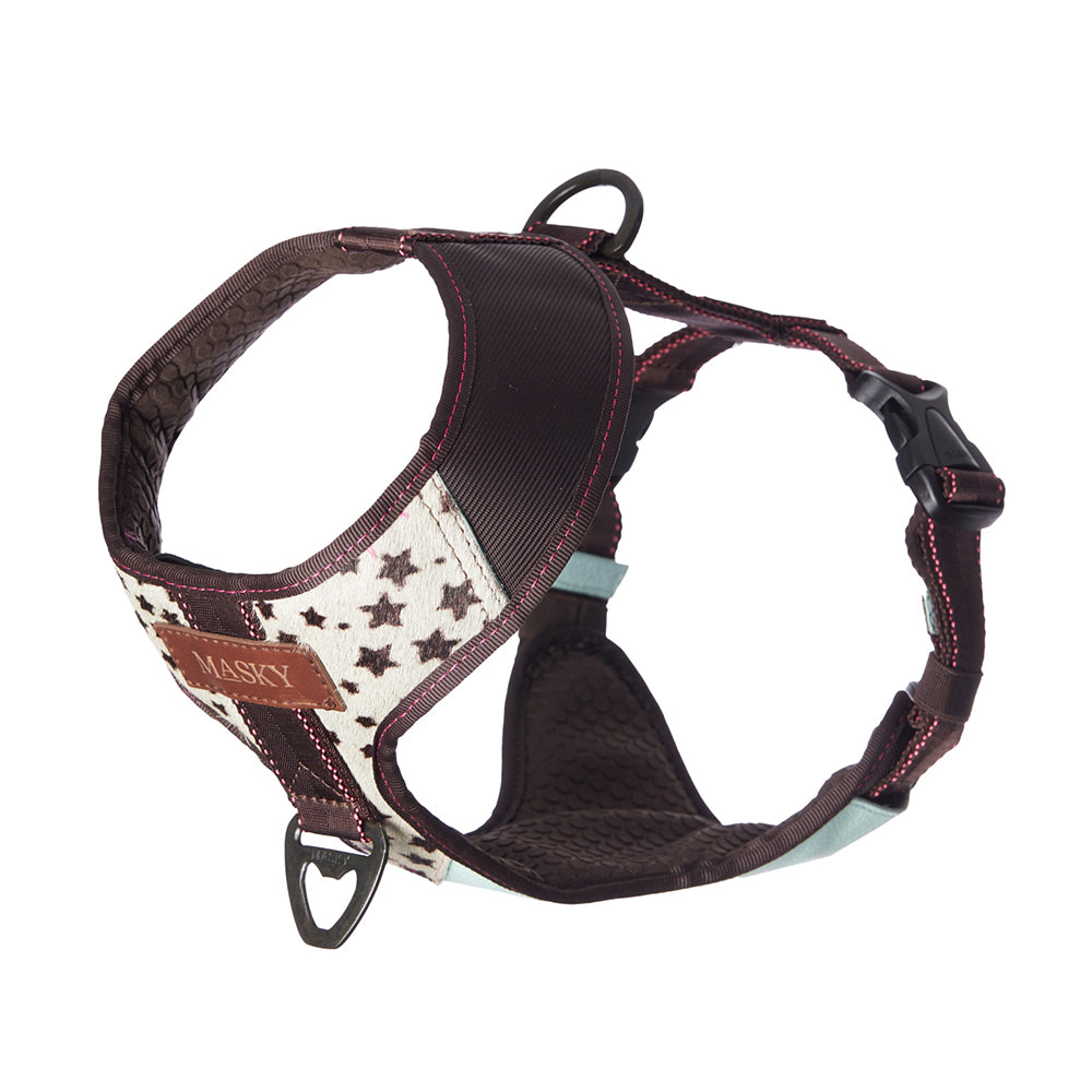 Premium Leather Easy Fit No-Pull Harness ~ Stars & Mint Green