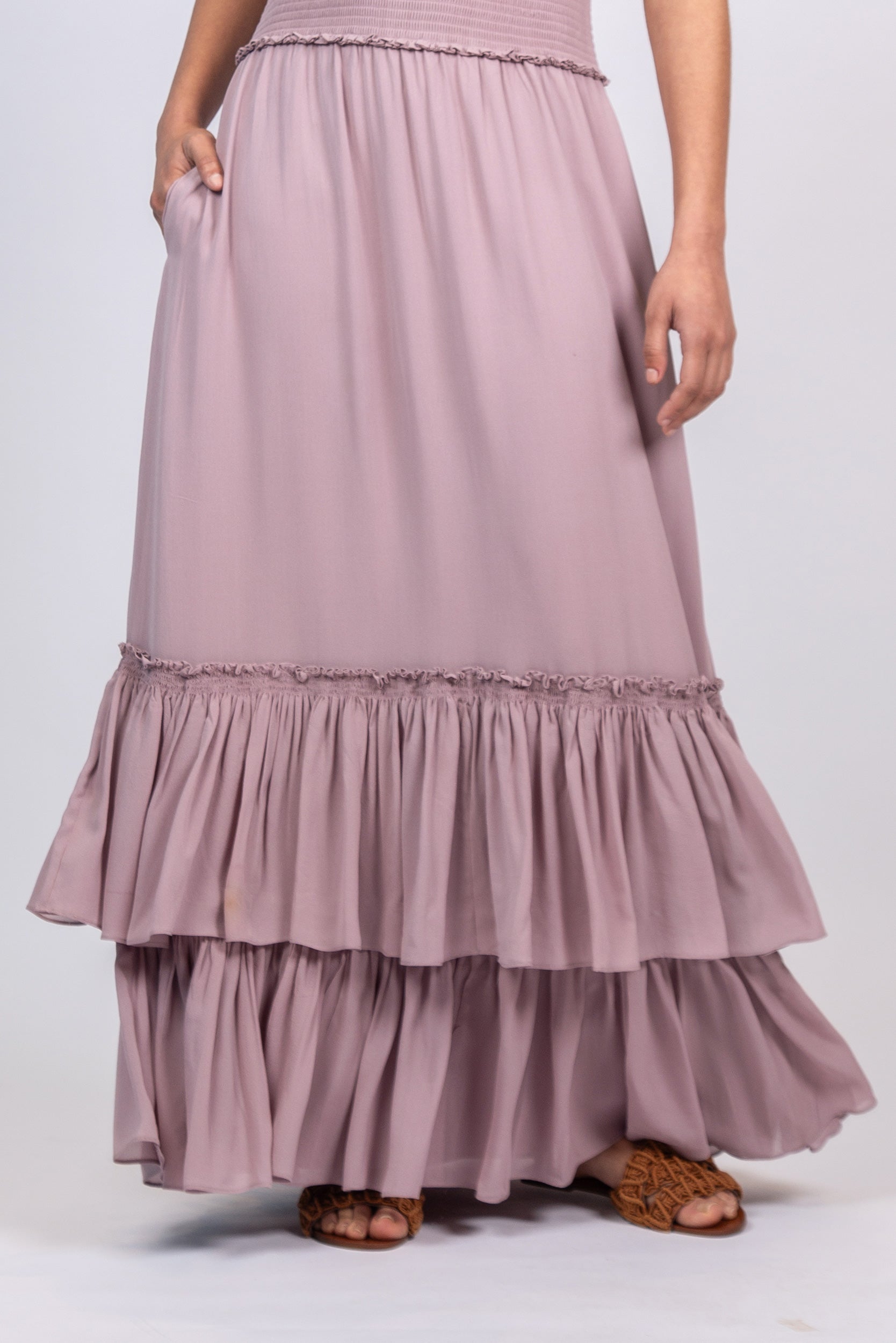 Ebrill Silk Ruffle Dress | Lilac