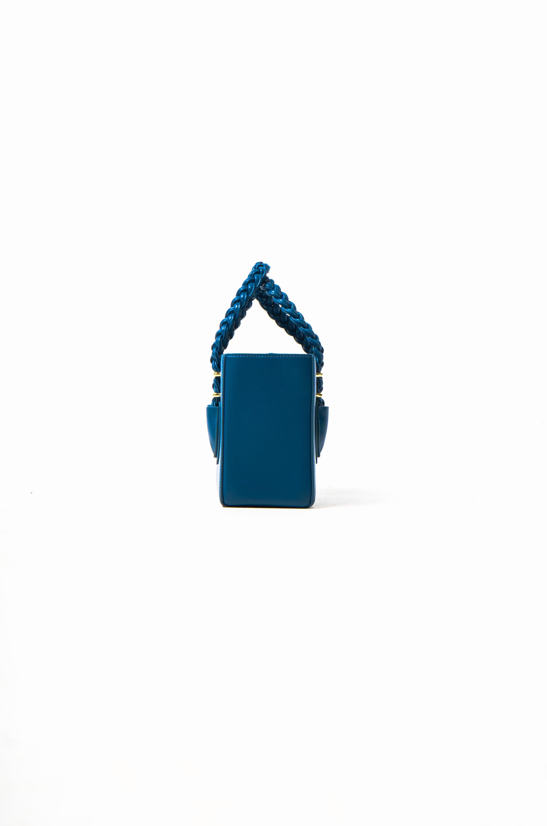'Funmi' Blue Boxy Tote With Gold Hardware