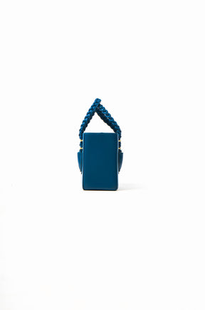 'Funmi' Blue Boxy Tote With Gold Hardware