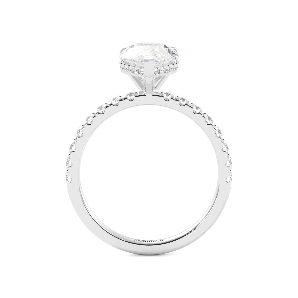 Pear Diamond Platinum Hidden Halo Engagement Ring