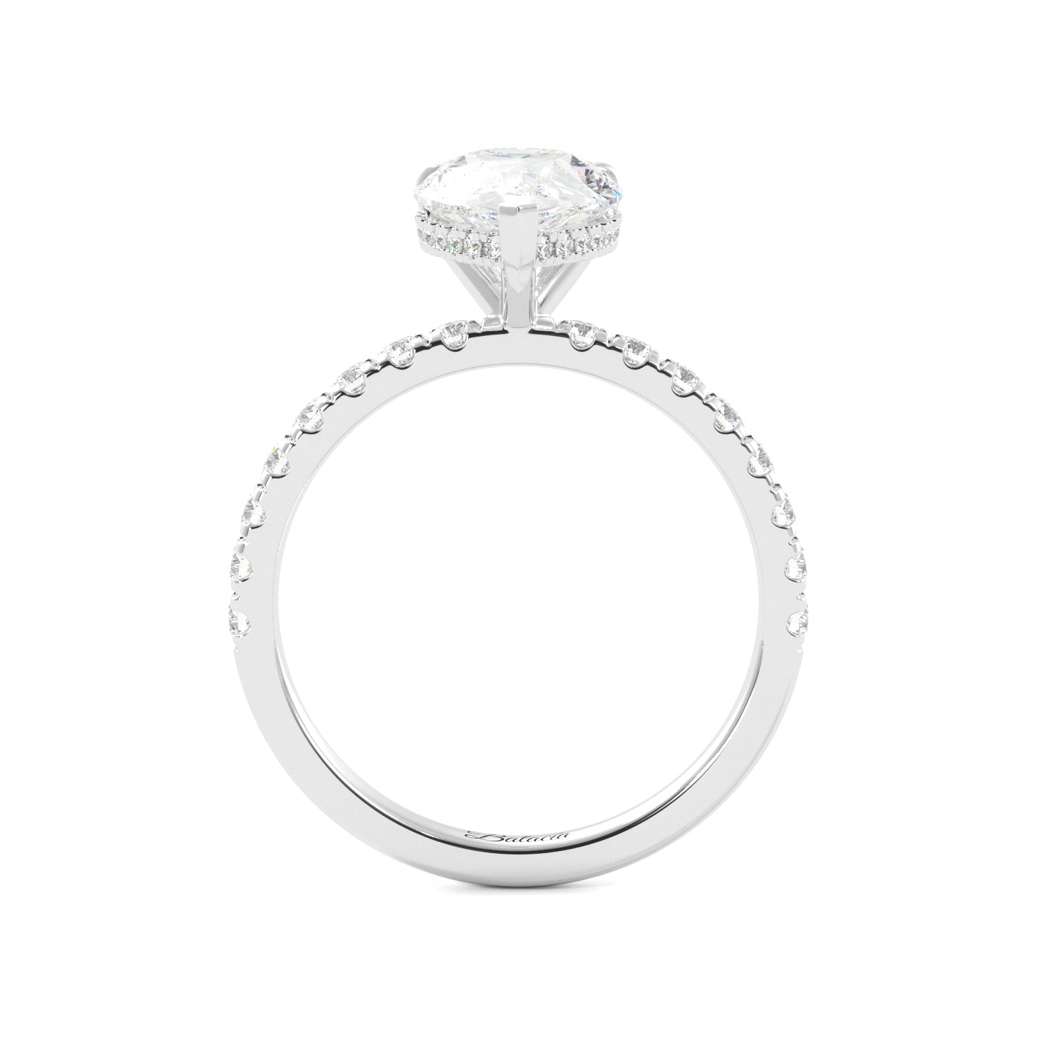 Pear Diamond Hidden Halo Engagement Ring