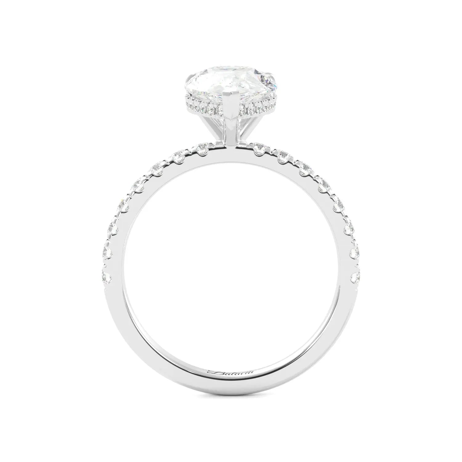 Pear Diamond Hidden Halo Engagement Ring