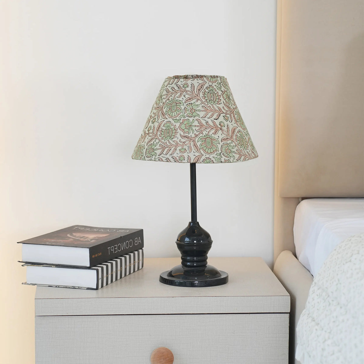 Green Hand Block Printed Linen Blend Lampshade – Jaipuri Jaal
