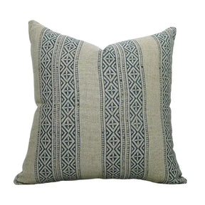 Stylish Floral Block Print Boho Thick Linen Pillow Cover- Kaju Katali