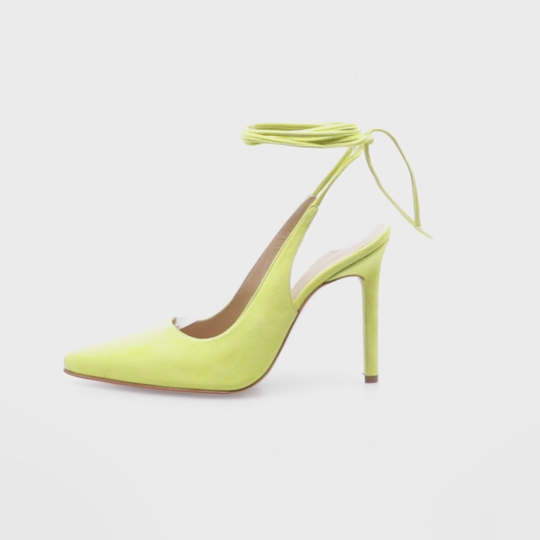 Luxury Yellow Suede Ankle Strap Sandals Tale