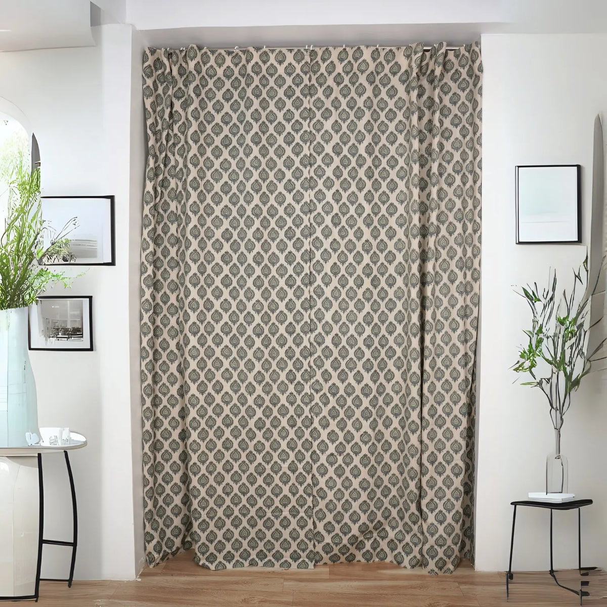 Classic Block Design Viscose Colored Linen Curtain - Uday