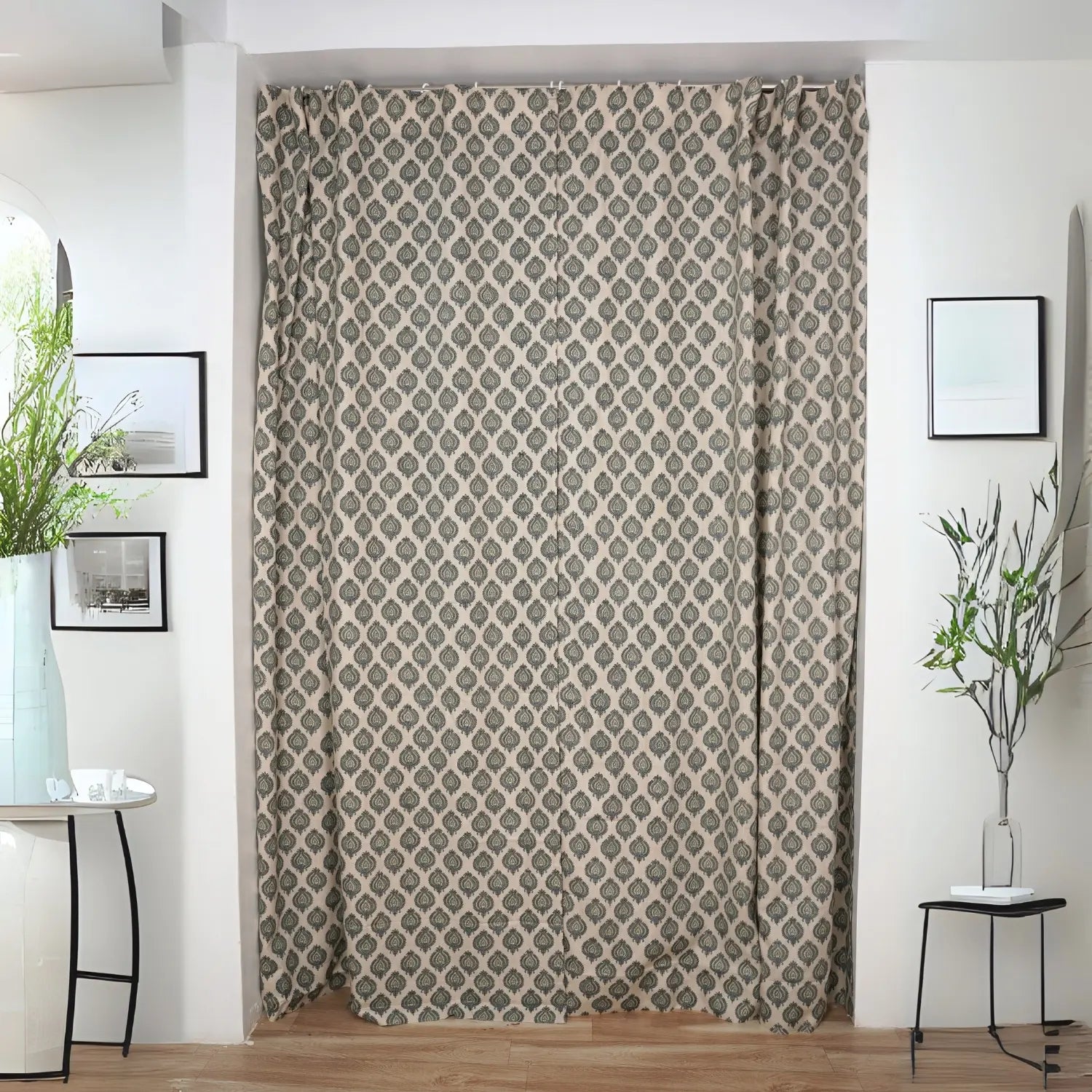 Classic Block Design Viscose Colored Linen Curtain - Uday