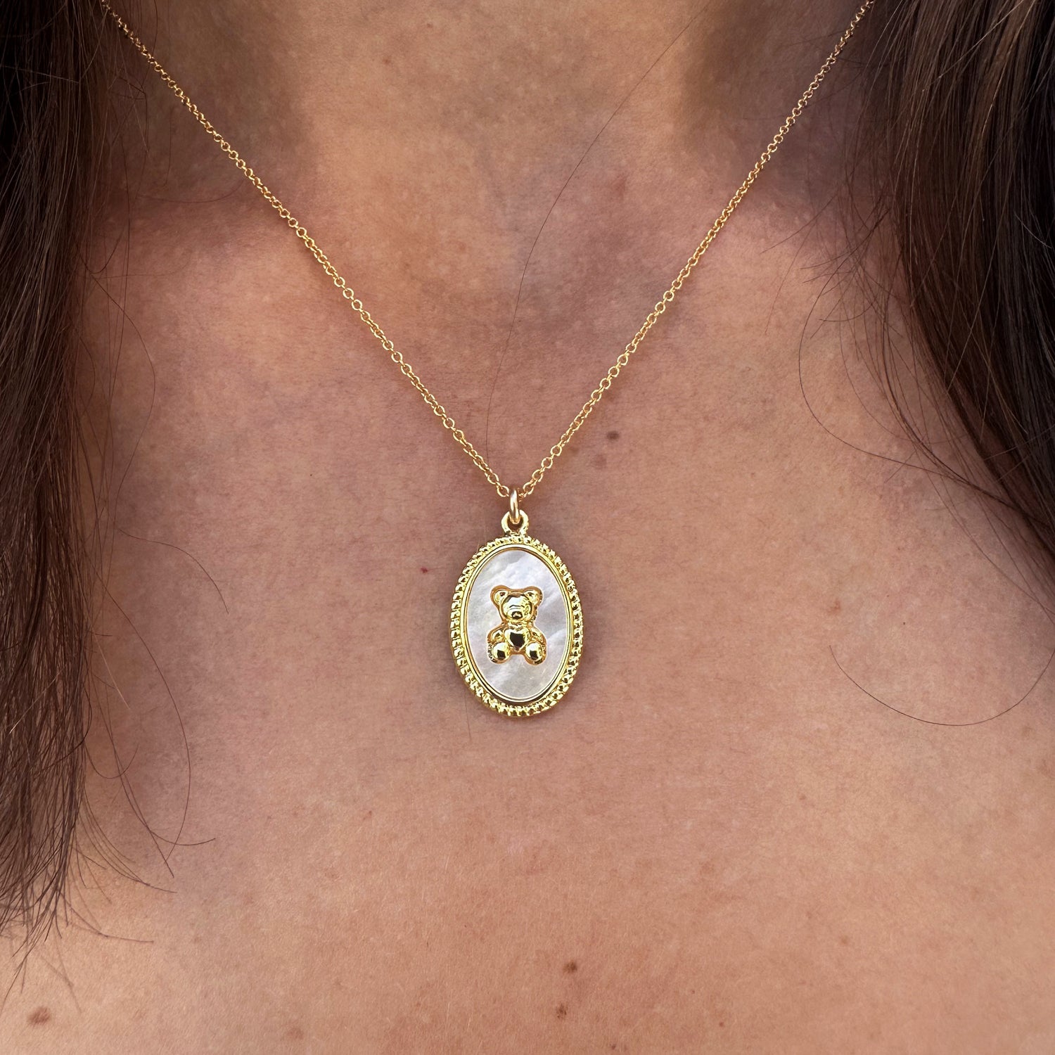 Teddy Bear Charm Gold Necklace