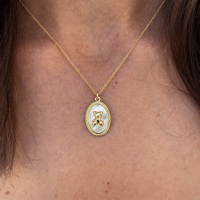 Teddy Bear Charm Gold Necklace