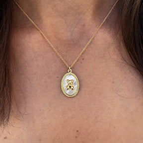 Teddy Bear Charm Gold Necklace