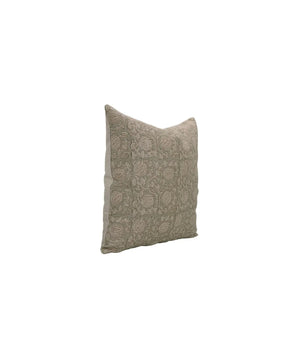 Floral Hand-Carved Unique Hand Block Printed Pure Linen Pillow Cover- 6 Kamal