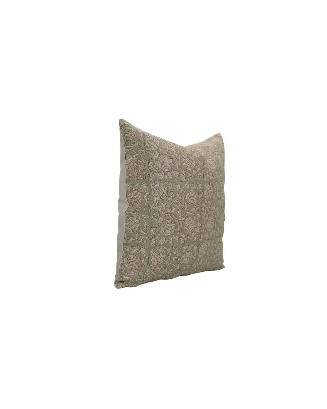 Floral Hand-Carved Unique Hand Block Printed Pure Linen Pillow Cover- 6 Kamal