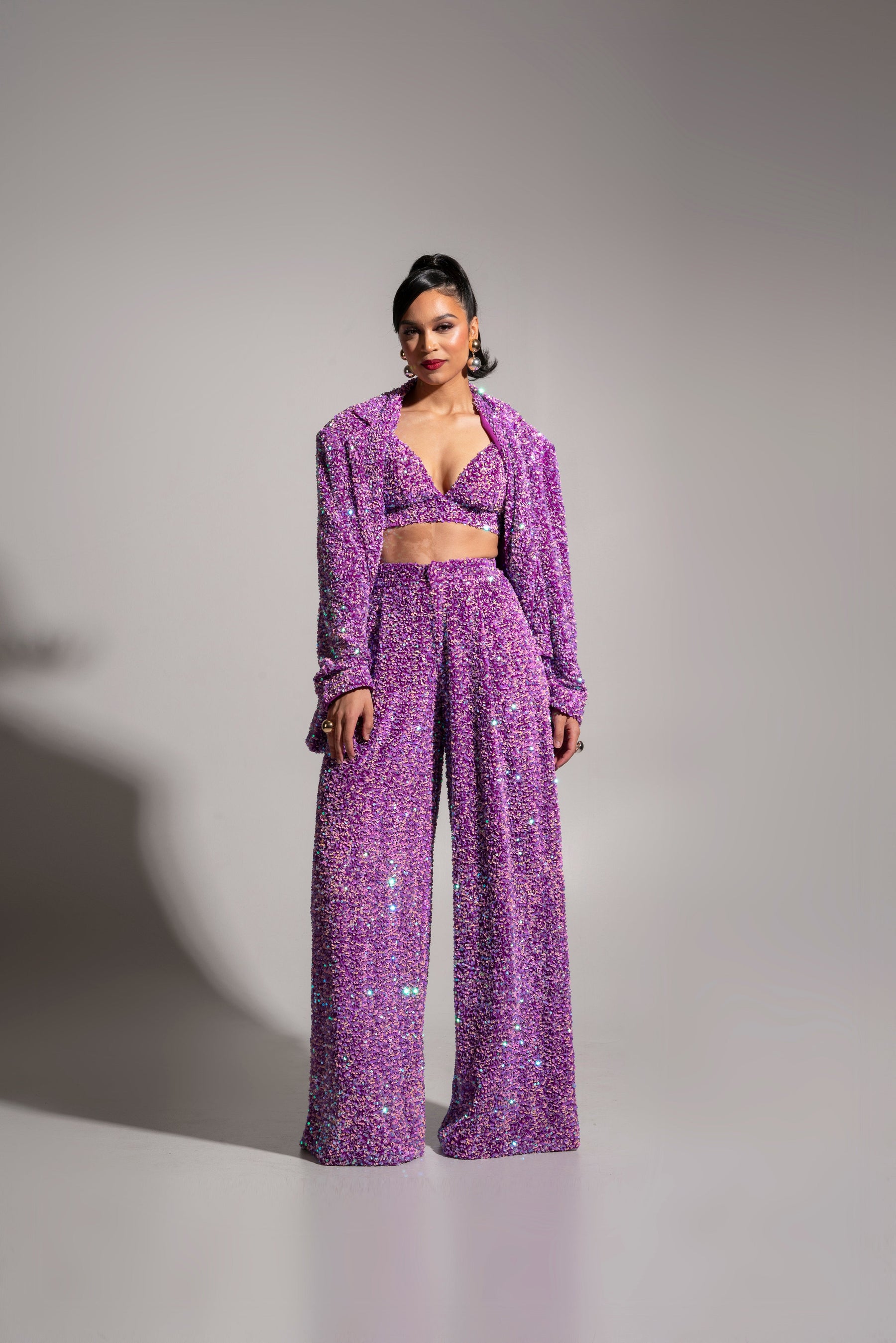 LIZA Sequin Bra Top in ALEXANDRITE