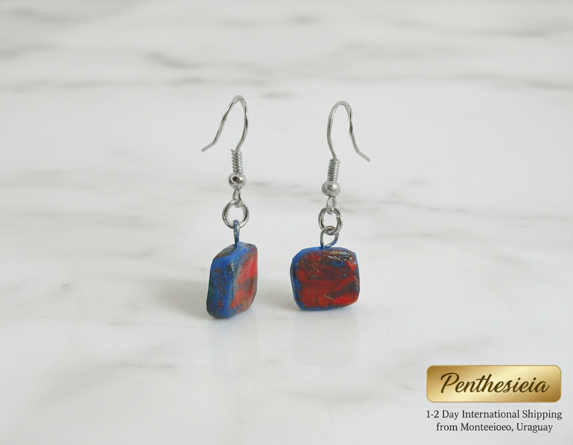 Aurore Hand-painted Square Ceramic Earrings