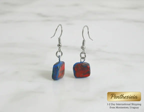 Aurore Hand-painted Square Ceramic Earrings