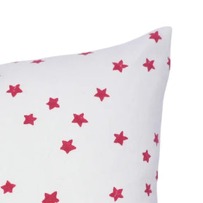 Artistic Hand-Carved Block Print Design Thick Cotton White Pillow Cover- Star