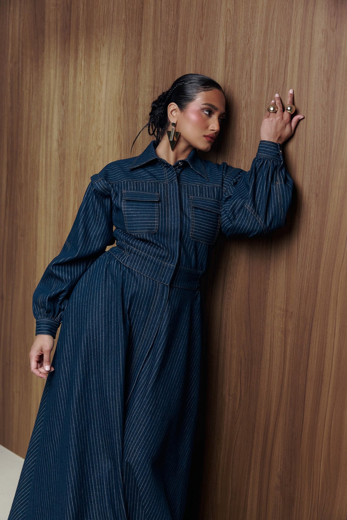 Denim Pinstripe EMMA Maxi Dress