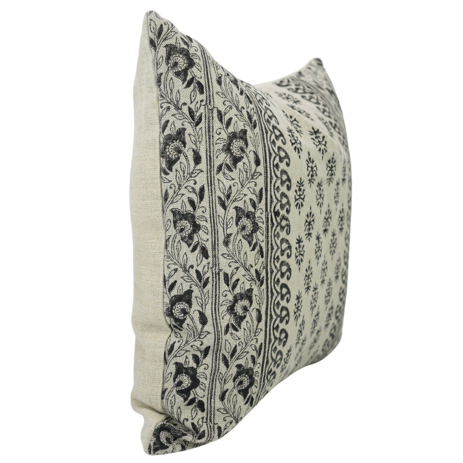 Natural Block Block Print Thick linen -  Flower Butta