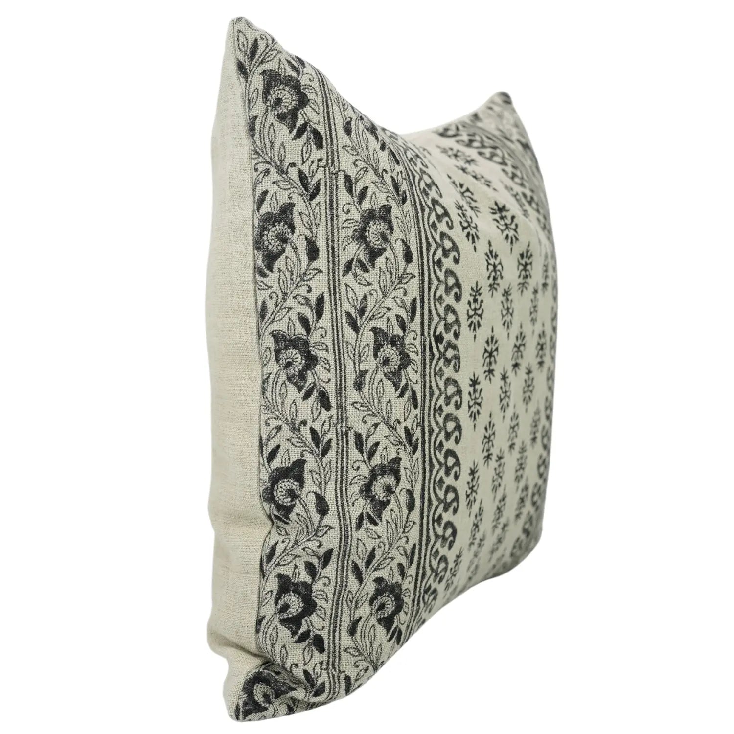 Natural Block Block Print Thick linen -  Flower Butta