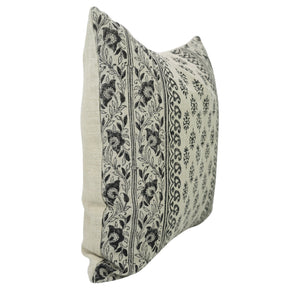 Natural Block Block Print Thick linen -  Flower Butta