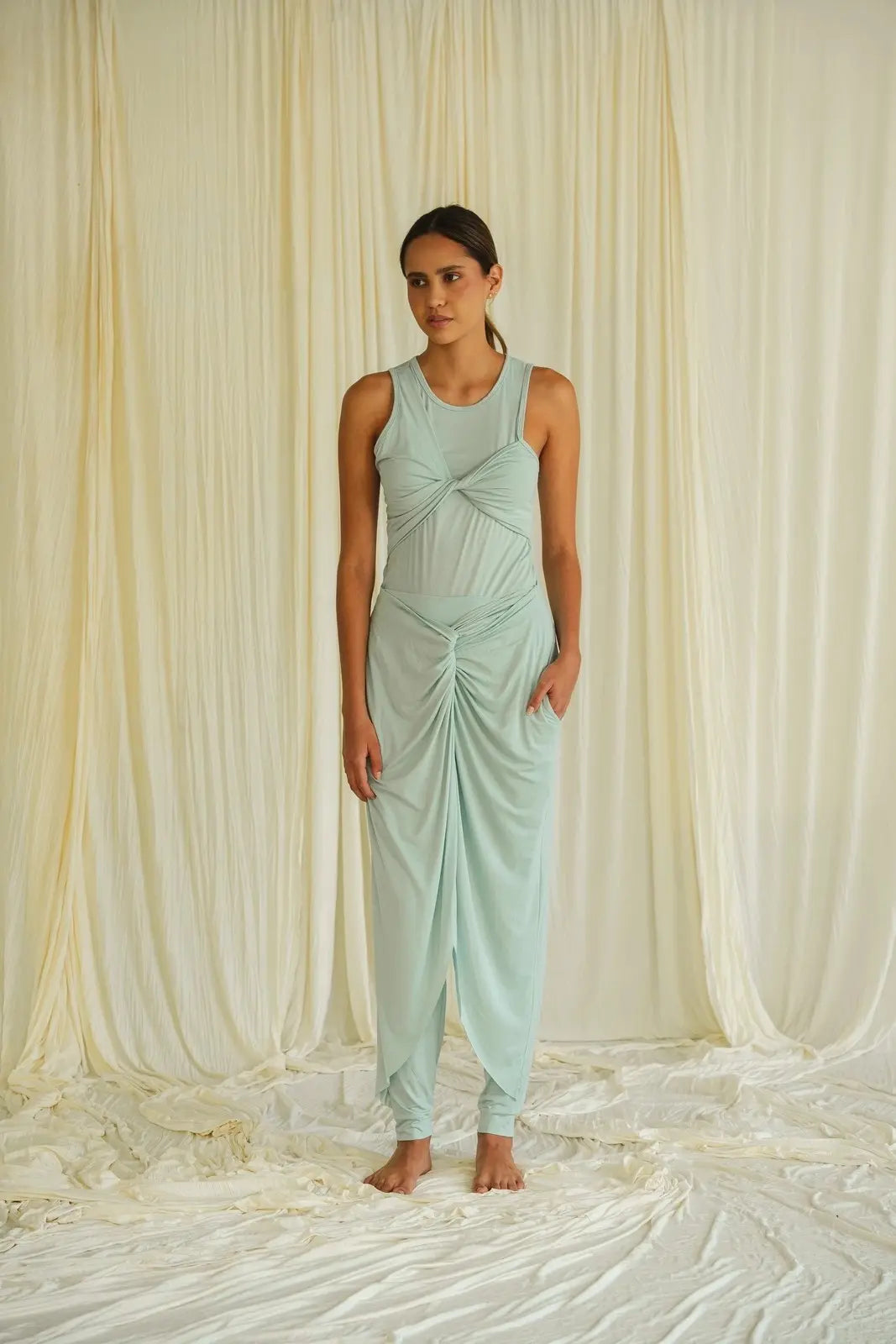 Gather Top Aquamarine