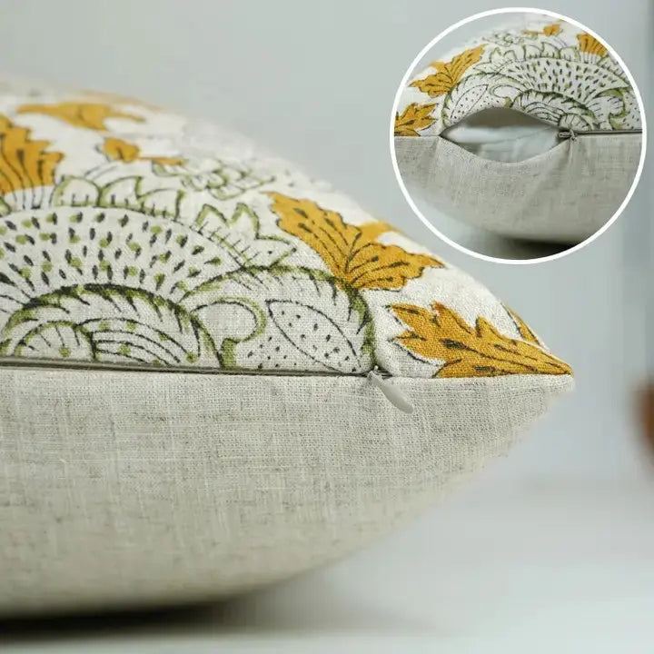 Unique Hand Block Print Viscose Linen Pillow Cover- Aakash