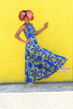 Blue Backless Maxi Dress