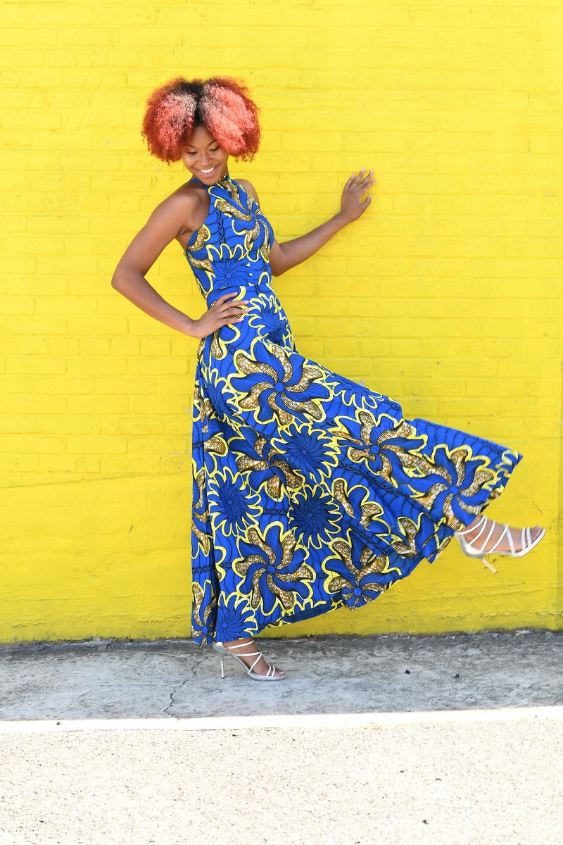 Blue Backless Maxi Dress