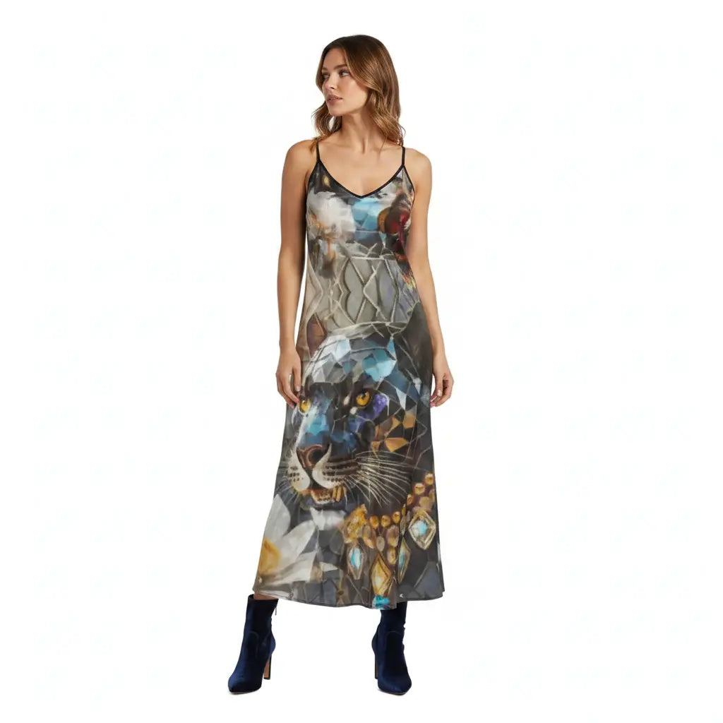 Dusk's Crystal Panther Guardian Slip Dress