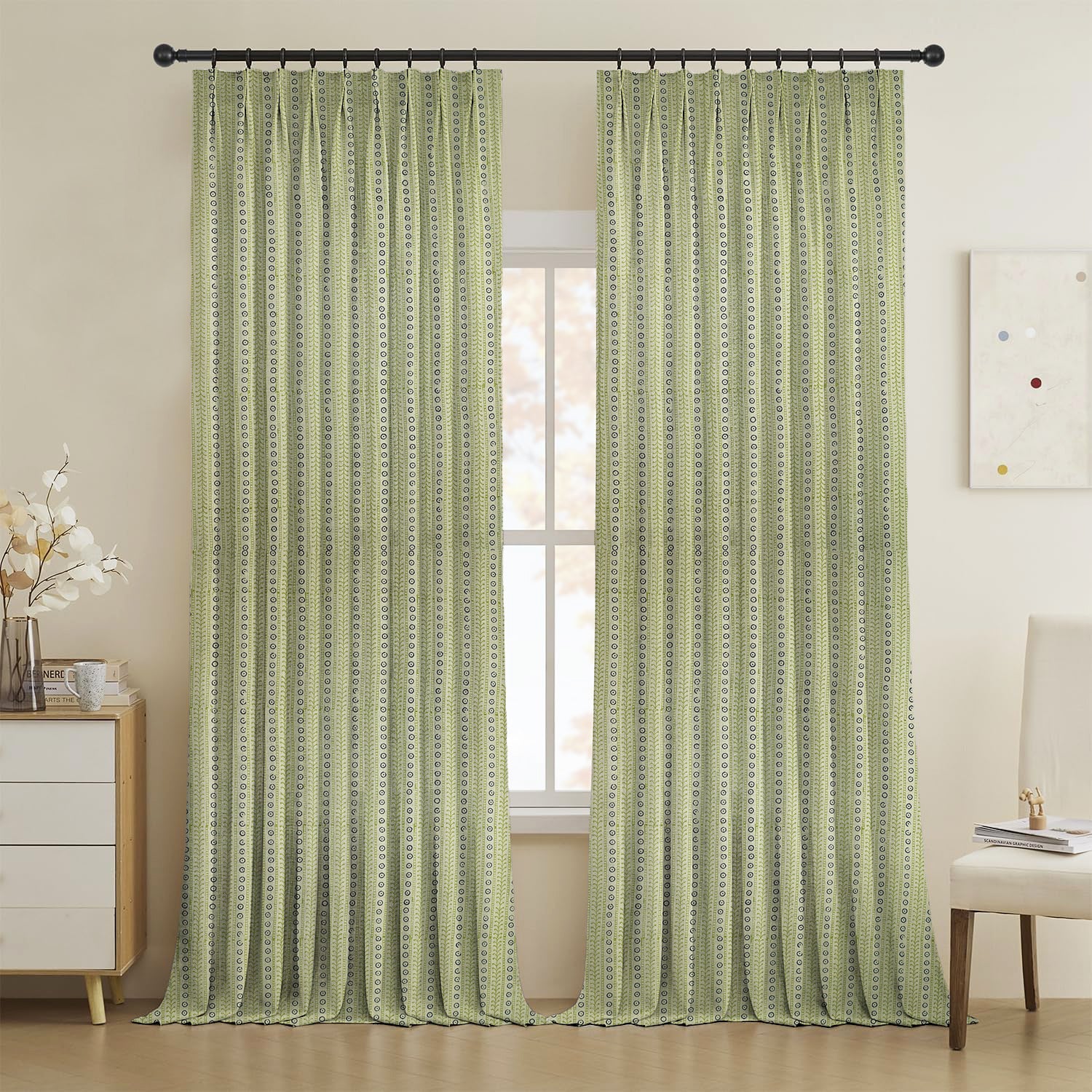Boho Block Print Thick Linen Pleated Window - Ethic Leheriya
