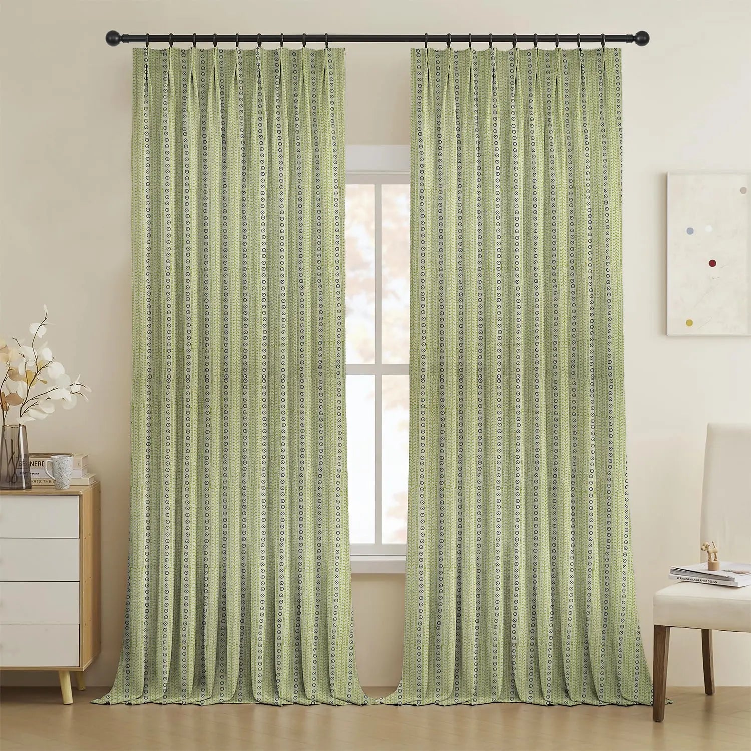 Boho Block Print Thick Linen Pleated Window - Ethic Leheriya
