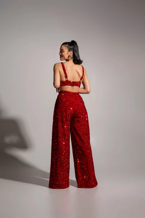LIZA Sequin Bra Top in RUBY