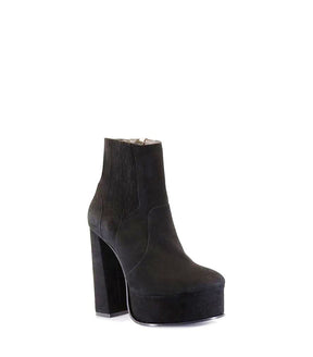 Sleek Black Suede Booties with Platform Heels Mikah