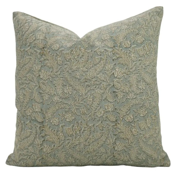 Bold Block Print Thick Linen Cushion Cover -Black Forest