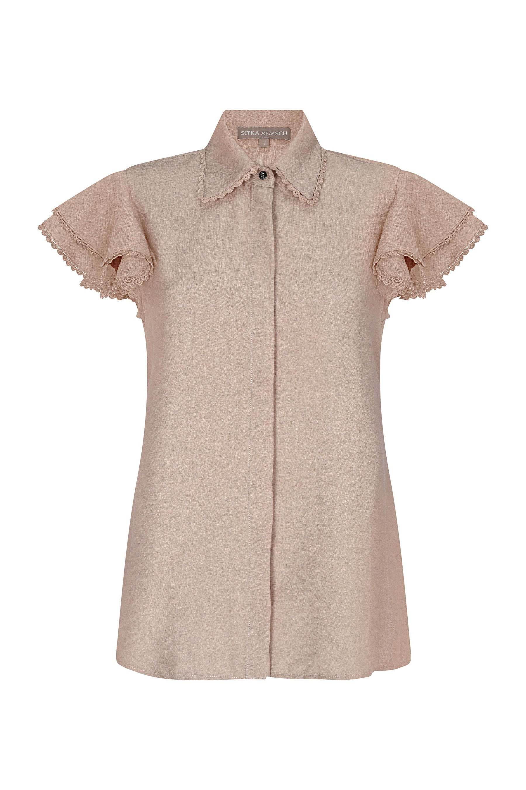 Clark Ruffle Sleeve Blouse | Nude