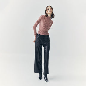ARIA LOOSE BLACK LEATHER PANTS