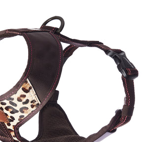 Premium Leather Easy Fit No-Pull Harness ~ Animal Print & Lilac