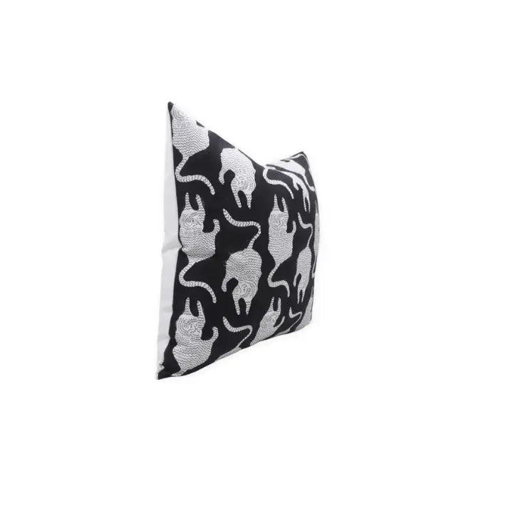 Accent Home Decor Block Printed Thick Cotton White Pillow Cover- Mushak