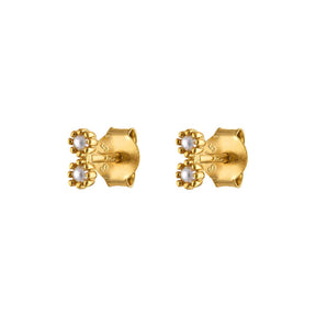 Double Pearl Gold Earring Stud