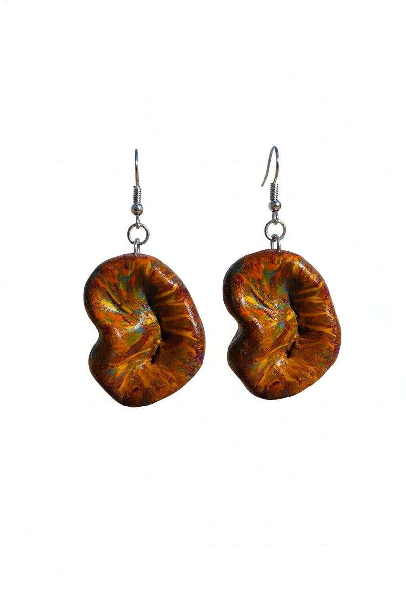 Brit Ceramic Earrings - Earth Tones With Multi-color Glaze