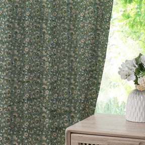 Hand Block Printed Pure Linen Pleated Curtain -himachal