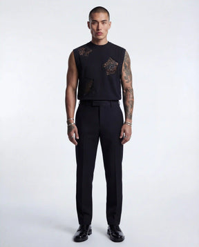 Sequin Patch Sleeveless Shirt