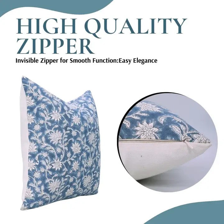 Artisan Handmade Block Thick Cotton White Pillow Cover - Aradhna