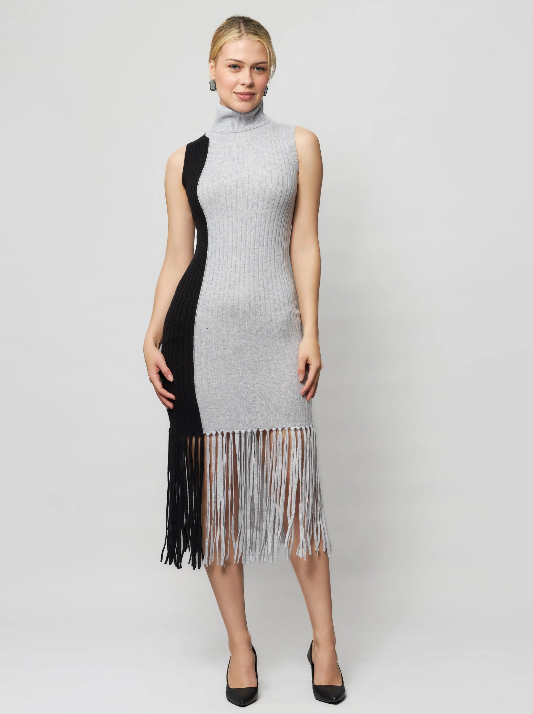 Elleann Color Block Cashmere Midi Dress