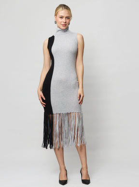 Elleann Color Block Cashmere Midi Dress