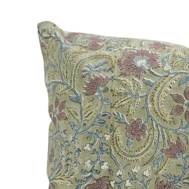 Beautiful Hand Made Block Viscose Linen Cushion Cover - Kundanvan