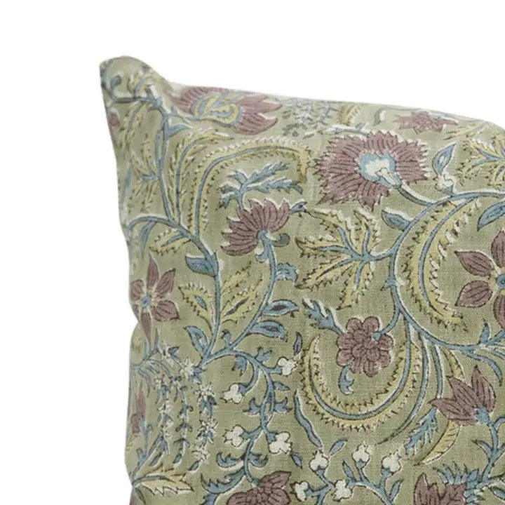 Beautiful Hand Made Block Viscose Linen Cushion Cover - Kundanvan